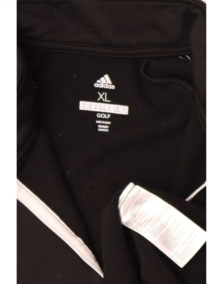 Мужской пуловер Adidas с воротником на молнии, спортивный костюм, топ XL, черный полиэстер