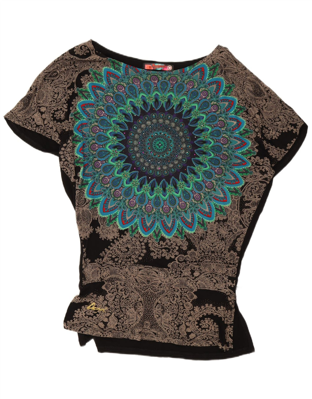 Женская блузка оверсайз с рисунком Desigual UK 14, средний черный с узором пейсли