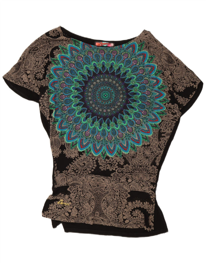Женская блузка оверсайз с рисунком Desigual UK 14, средний черный с узором пейсли