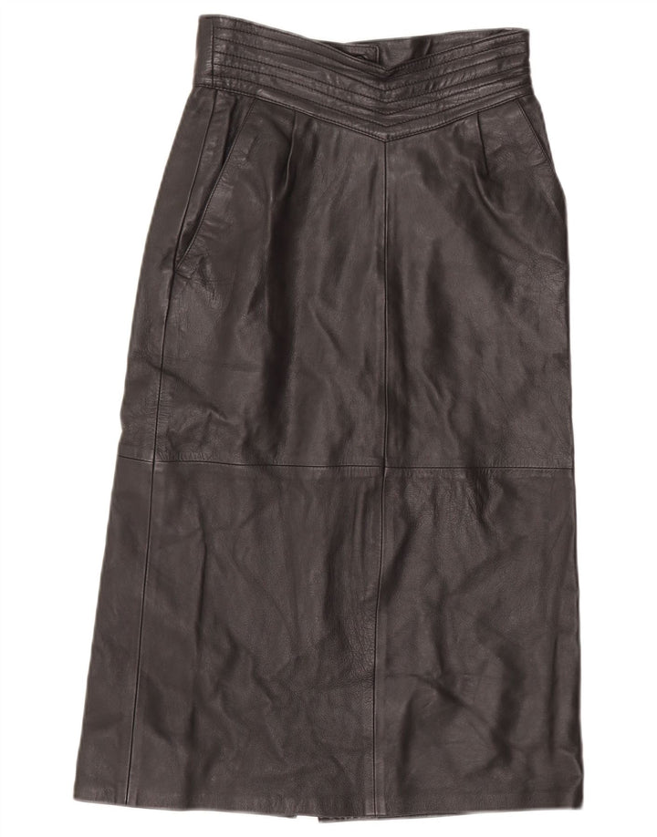 Винтажная женская кожаная юбка EU 36, маленькая W26, черная кожа