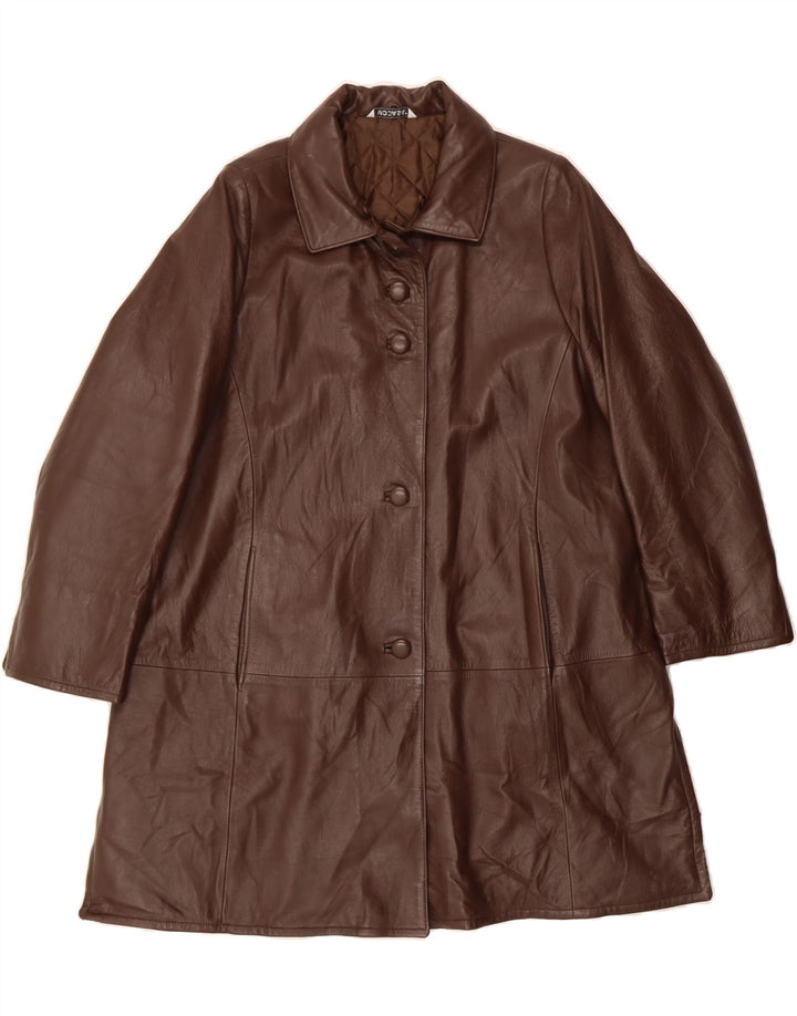 VINTAGE Womens Oversized Leather Coat IT 42 Medium Brown Leather Vintage Vintage and Second-Hand Vintage from Messina Hembry 