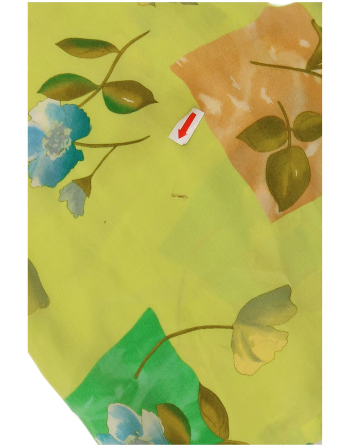 Женская прозрачная блузка-рубашка с коротким рукавом CHERIE IT 48 XL, зеленая с цветочным принтом