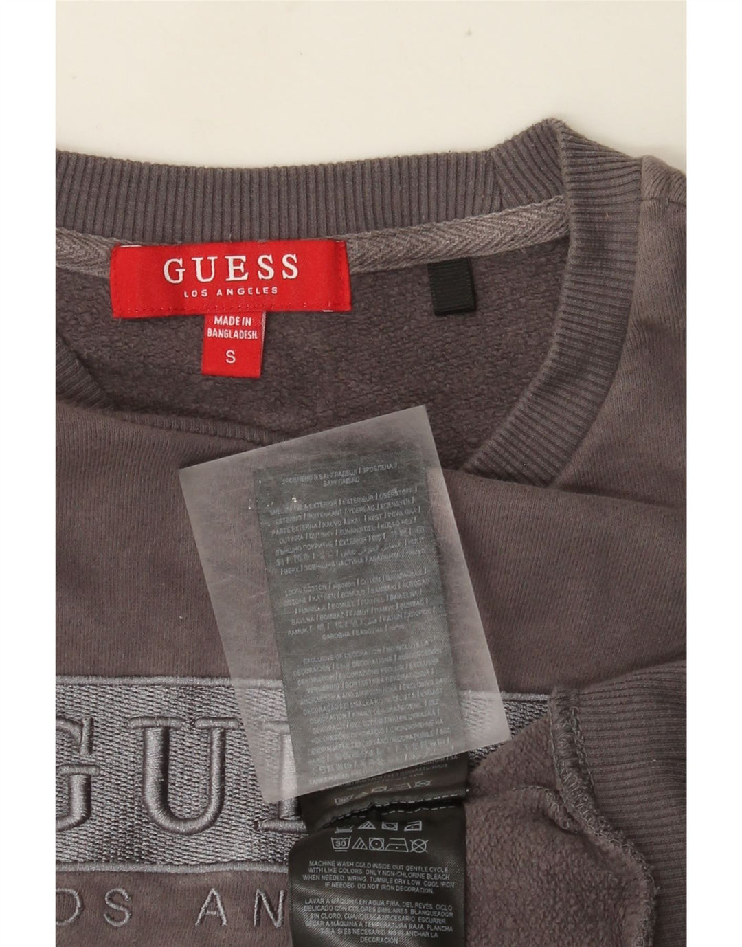 Женский джемпер оверсайз с рисунком Guess UK 10, маленький серый хлопковый
