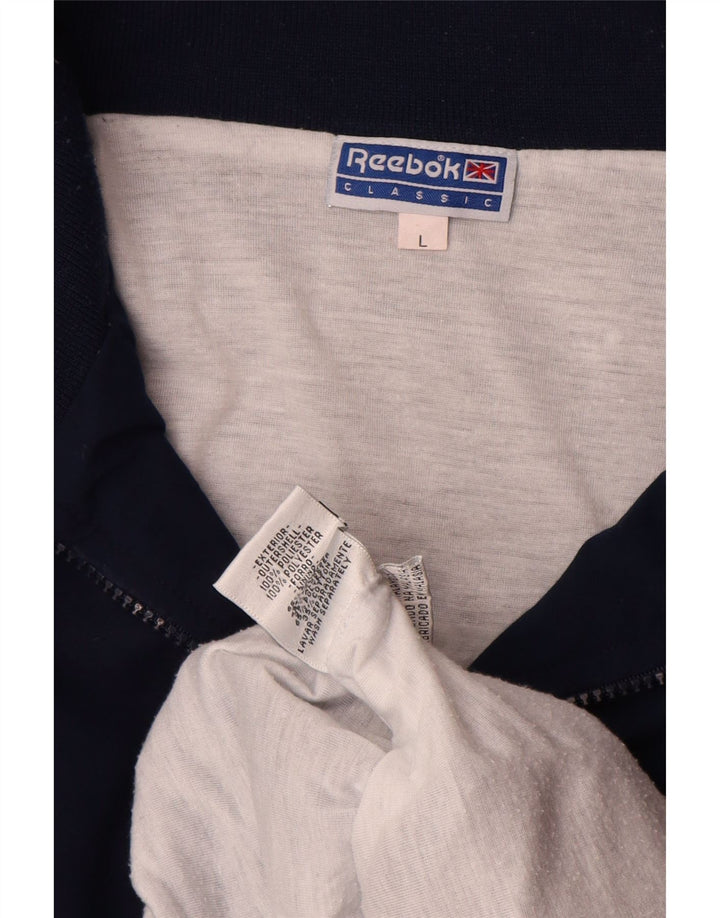 Мужская спортивная куртка Reebok с графическим рисунком, большая темно-синяя с цветными блоками