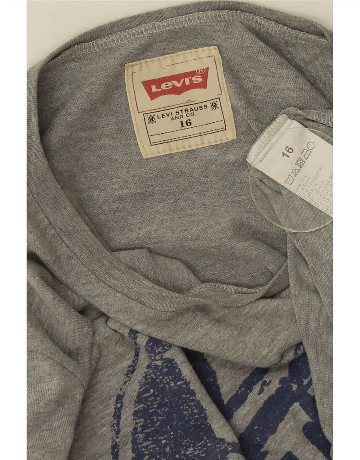 Топ с рисунком Levi's для мальчиков, 15–16 лет, серый хлопок, длинный рукав