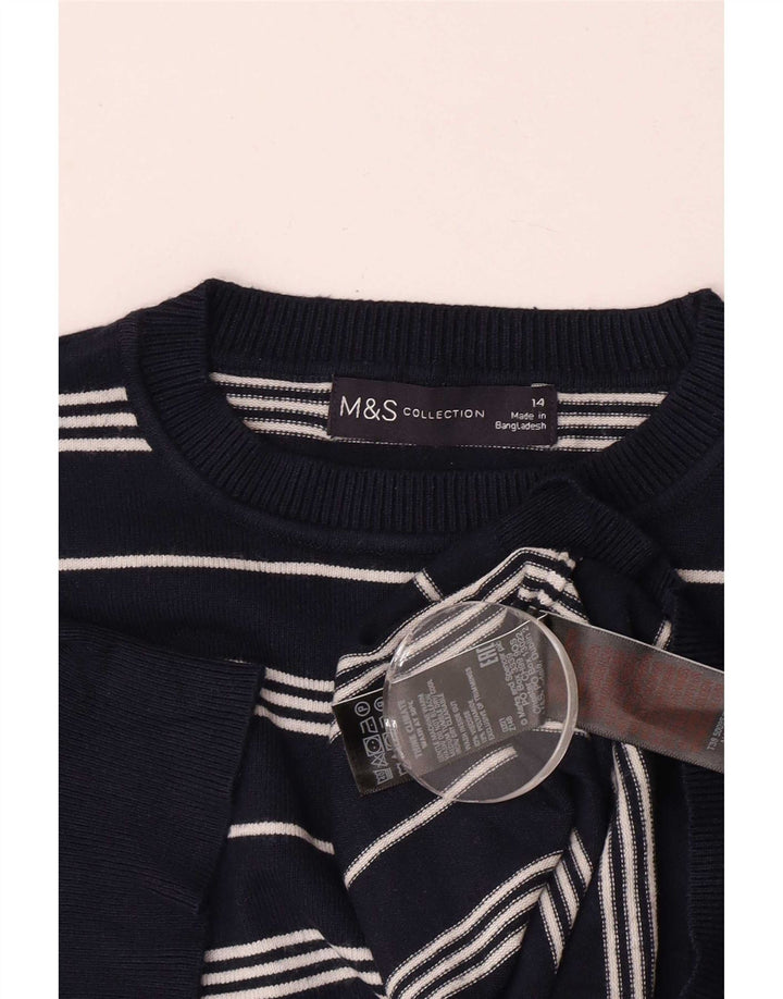 Женский джемпер с круглым вырезом Marks & Spencer UK 14, средний темно-синий