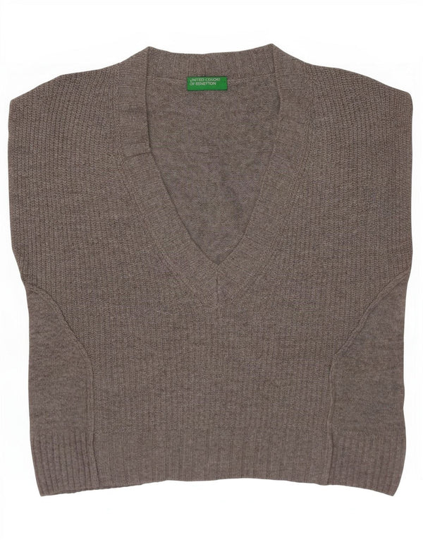 Женская укороченная майка большого размера Benetton UK 6 XS, серая шерсть