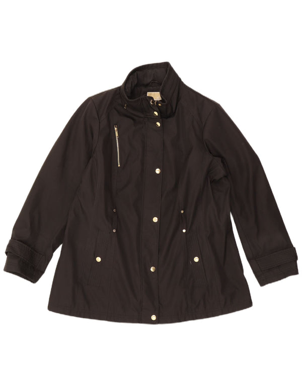 Michael Kors Womens Hooded Utility Jacket UK 18 XL Black Polyester