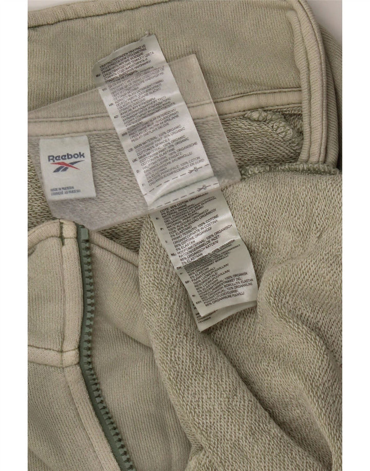 REEBOK Мужской свитшот с воротником на молнии, большой хлопковый джемпер цвета хаки