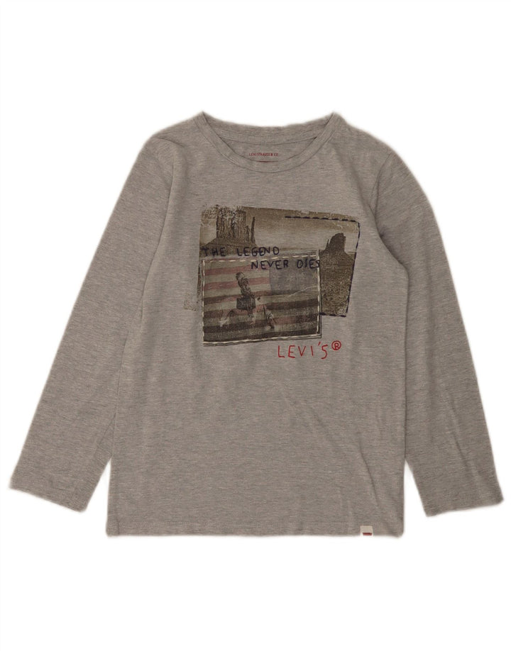 Топ с рисунком Levi's для мальчиков, 7–8 лет, серый хлопок с крапинками, длинный рукав