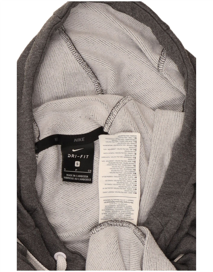 Мужской джемпер с капюшоном с графическим рисунком Nike Dri Fit, маленький серый полиэстер