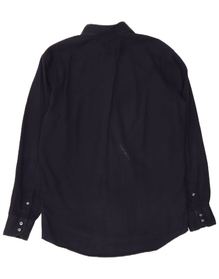 LACOSTE Мужская рубашка стандартного кроя, размер 40, средний темно-синий, хлопок