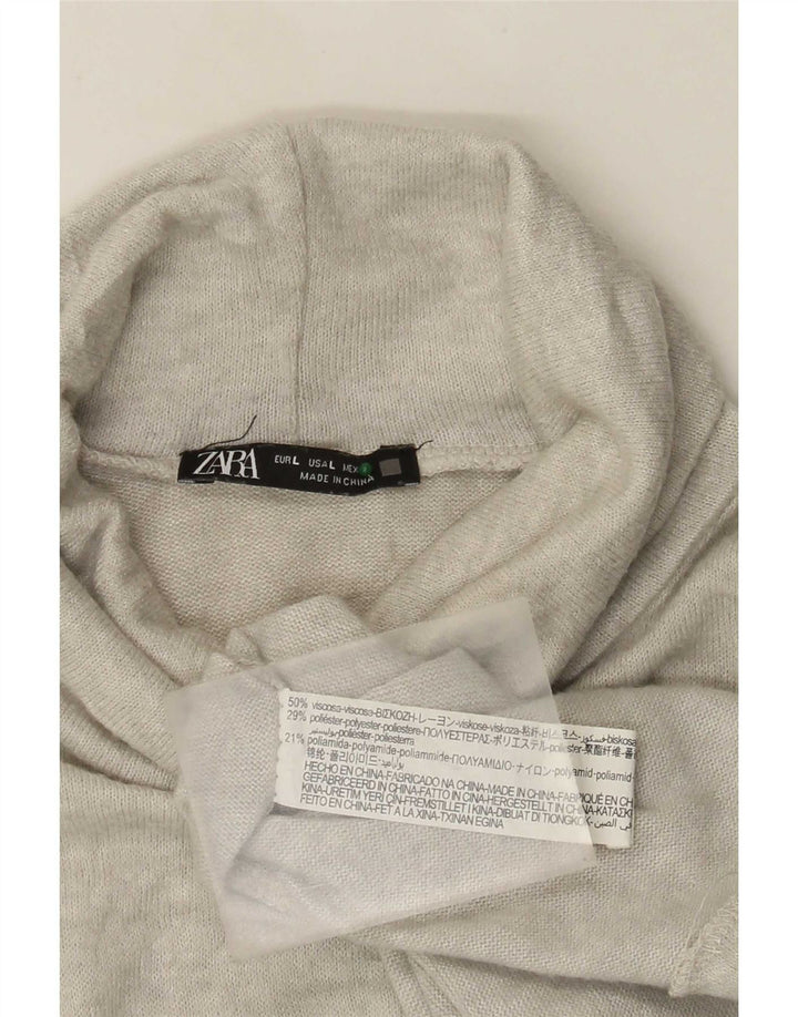 Женский топ Zara с длинным рукавом UK 14, большой серый, вискоза с крапинками
