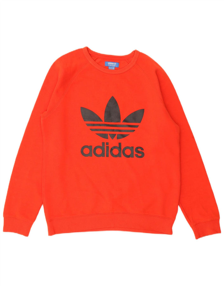 Мужской свитшот с рисунком ADIDAS, хлопковый джемпер среднего красного цвета