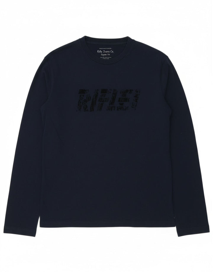 RIFLE Mens Graphic Top Long Sleeve 2XL Navy Blue Cotton Vintage Rifle and Second-Hand Rifle from Messina Hembry 