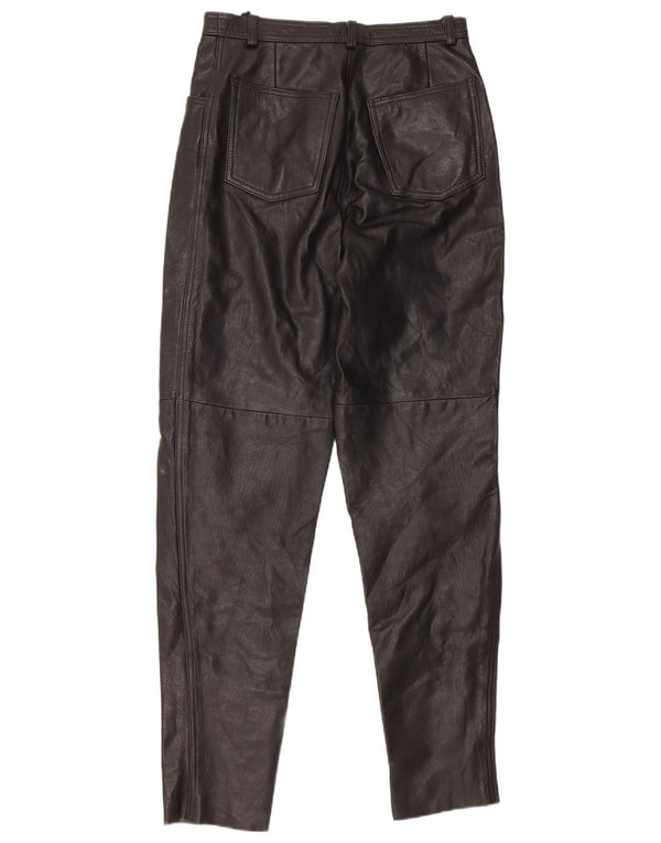 ВИНТАЖНЫЕ женские брюки с высокой талией IT 46, большие W28 L32, черные кожаные