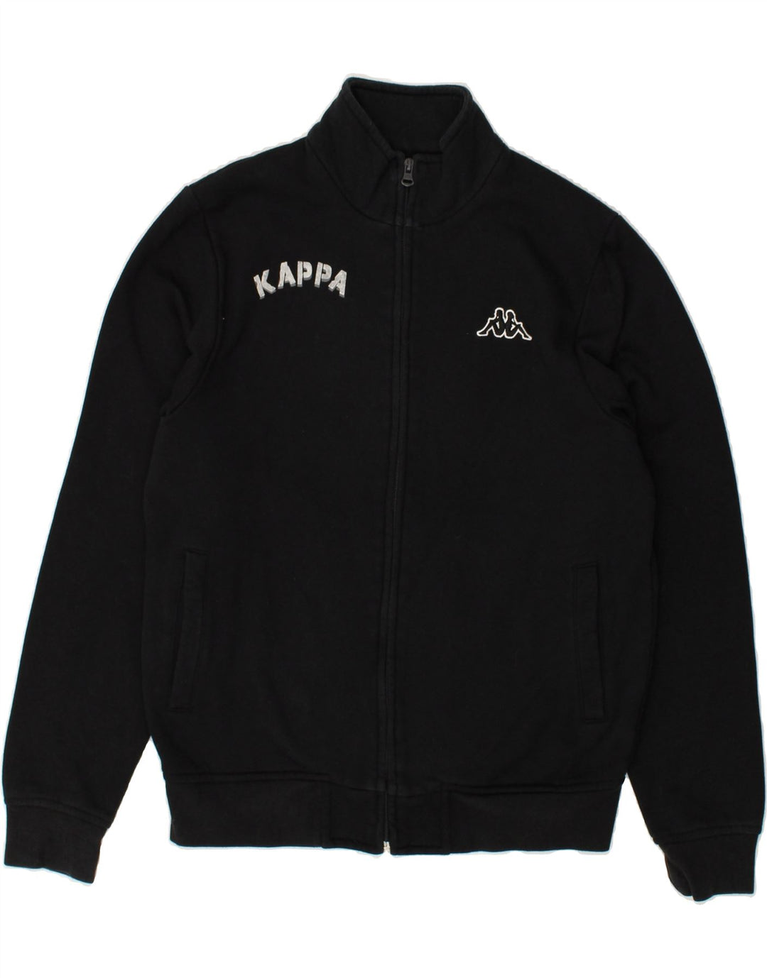 KAPPA Womens Tracksuit Top Jacket UK 14 Medium Black Cotton | Vintage Kappa | Thrift | Second-Hand Kappa | Used Clothing | Messina Hembry 