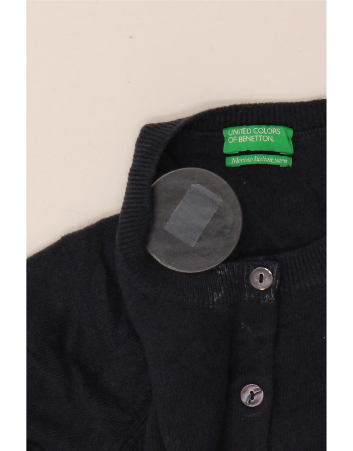 Женский укороченный кардиган BENETTON UK 6 XS Темно-синий из мериносовой шерсти