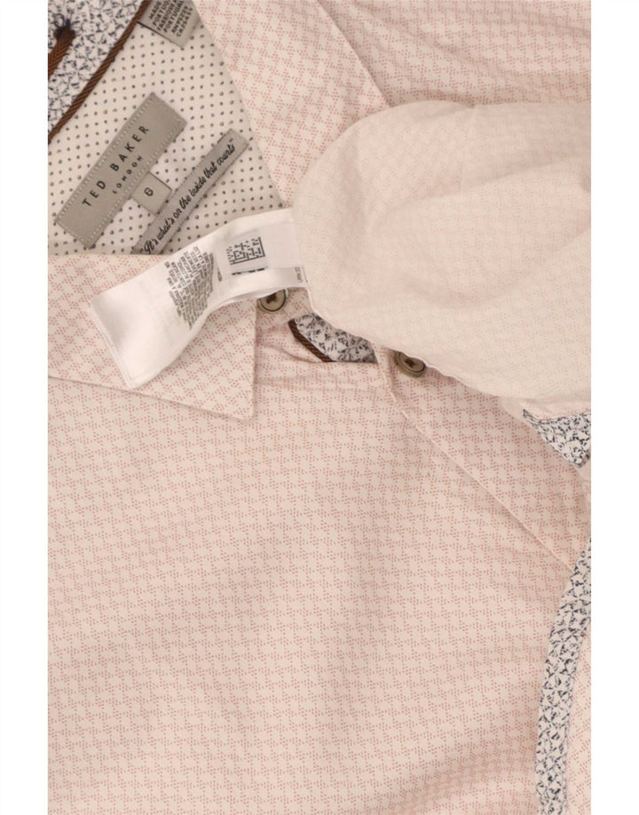 Мужская рубашка Ted Baker, размер 6, 2XL, розовая, хлопковая с геометрическим рисунком