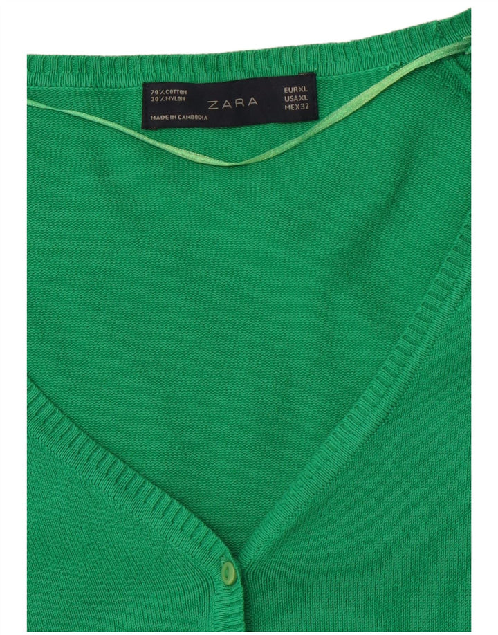 Женский кардиган ZARA UK 18 XL, зеленый хлопок