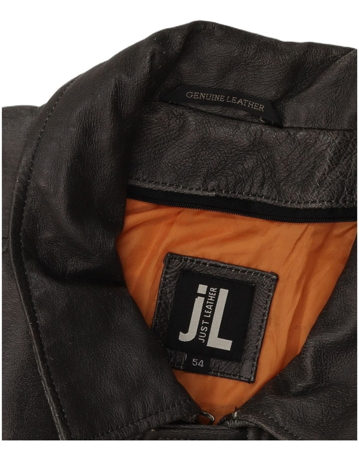 Винтажная мужская кожаная куртка в стиле милитари IT 54 2XL черная кожа