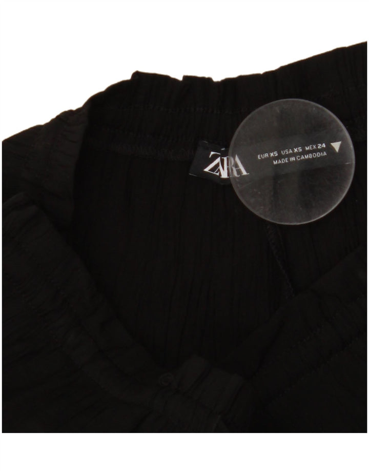 Женские широкие брюки с завышенной талией ZARA UK 4 XS W24 L11, черные