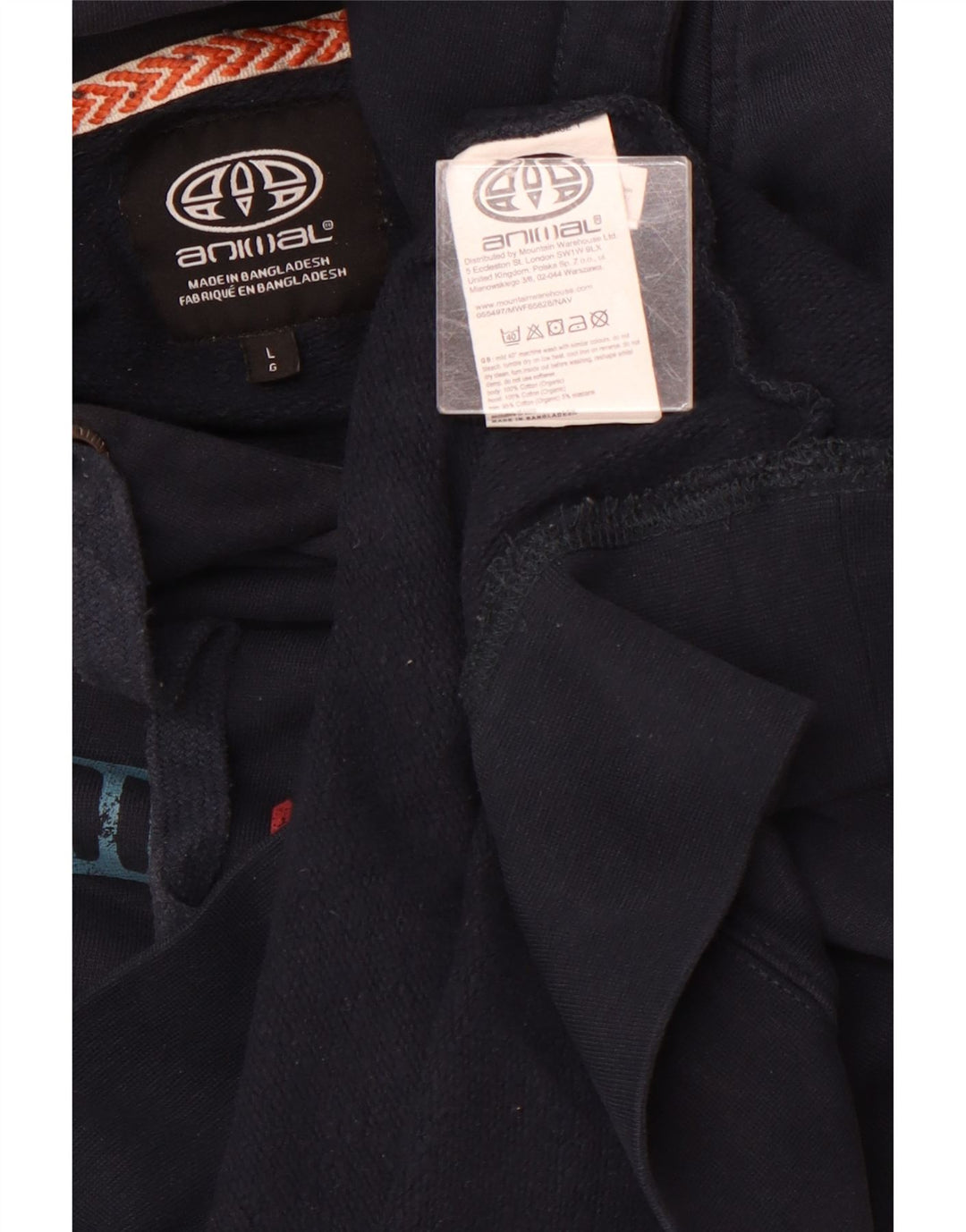 Мужской джемпер с капюшоном ANIMAL, большой размер, темно-синий, хлопок