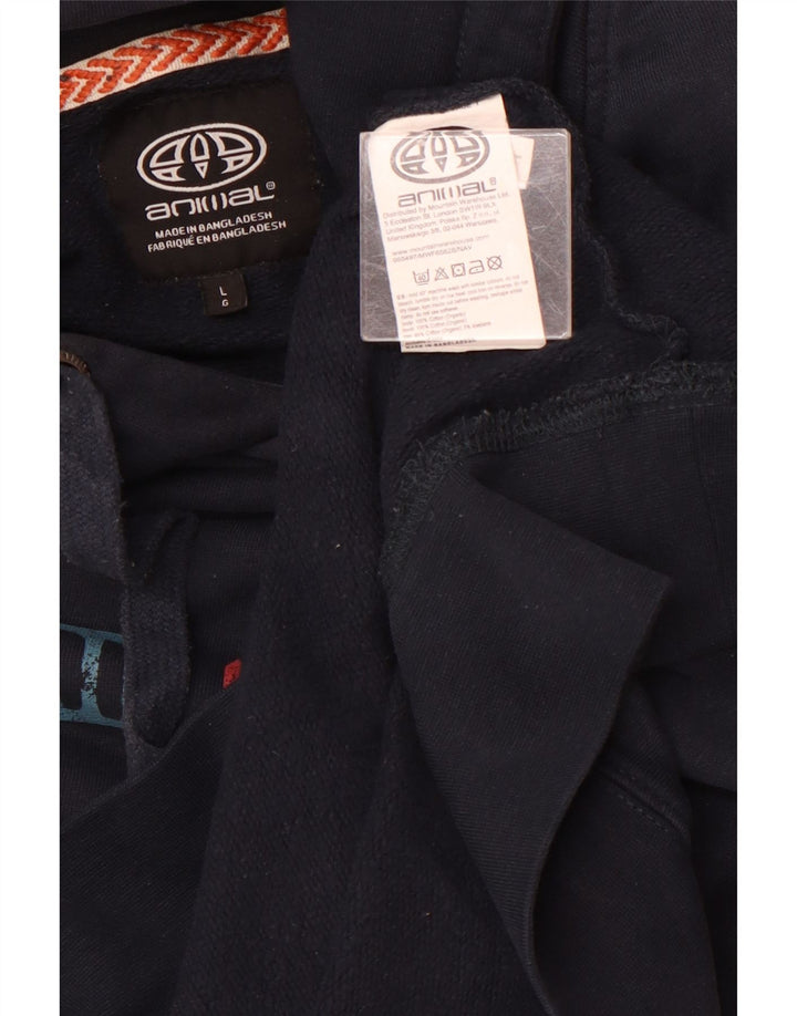 Мужской джемпер с капюшоном ANIMAL, большой размер, темно-синий, хлопок