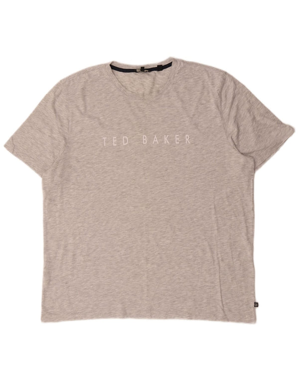 Мужская футболка с рисунком Ted Baker, размер 6, 2XL, серый хлопок с крапинками