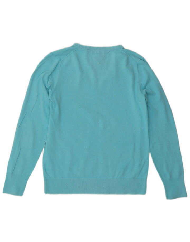 Женский джемпер с v-образным вырезом TOMMY HILFIGER UK 14, большой синий хлопок