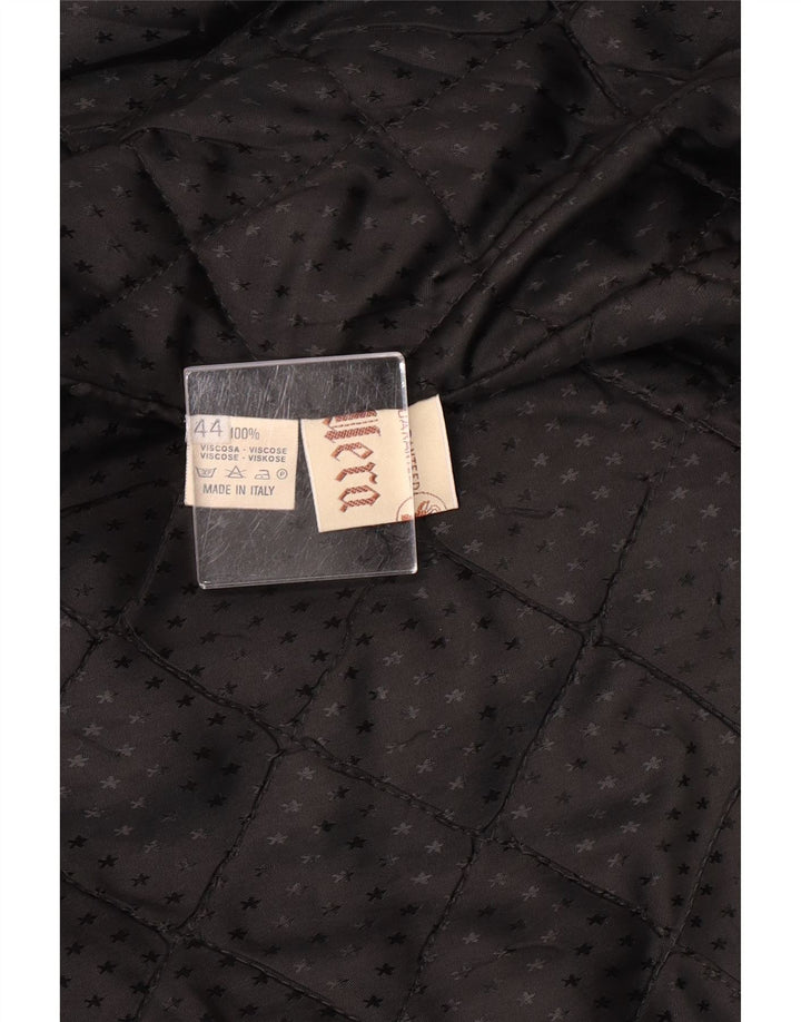 Винтажное женское кожаное пальто оверсайз IT 44 Medium Black Leather Classic