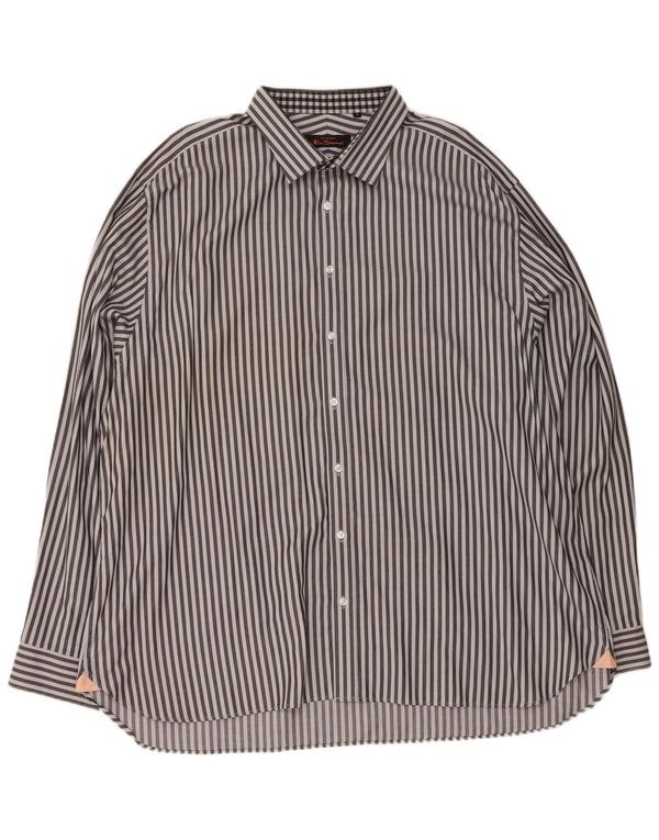 Мужская рубашка Ben Sherman, размер 19, 3XL, хлопковая серая полоска