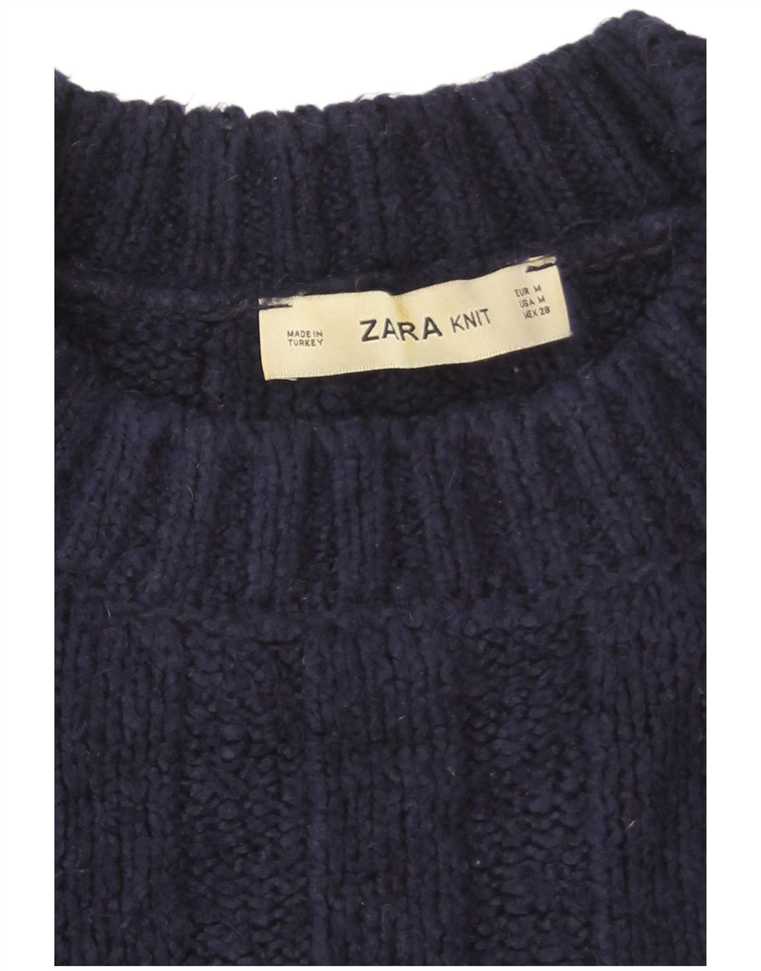 Женский свободный джемпер с круглым вырезом Zara UK 14, средний темно-синий