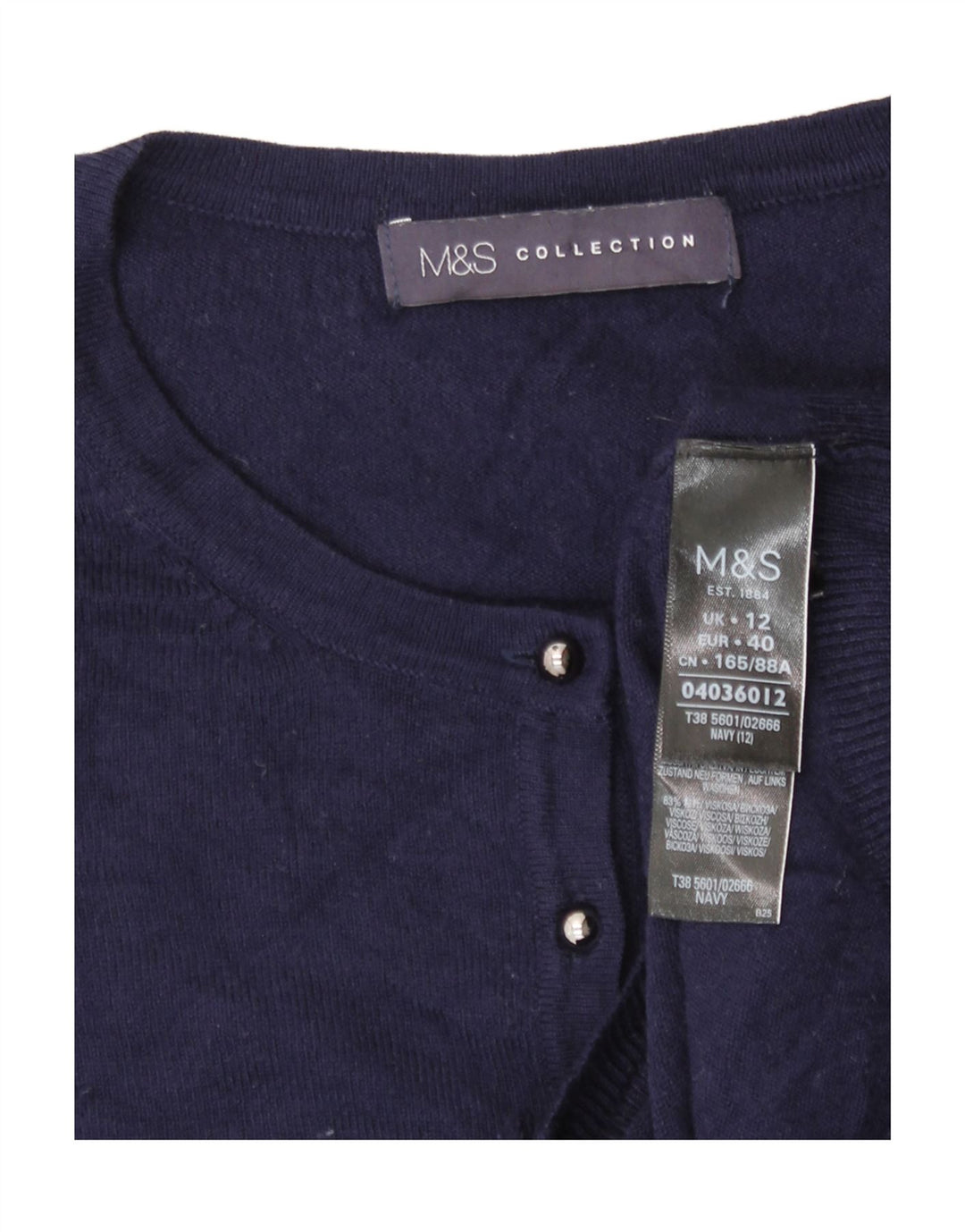 Женский кардиган Marks & Spencer UK 12, средний темно-синий из вискозы