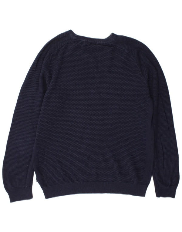 Мужской джемпер с круглым вырезом Jack & Jones, средний темно-синий хлопковый свитер