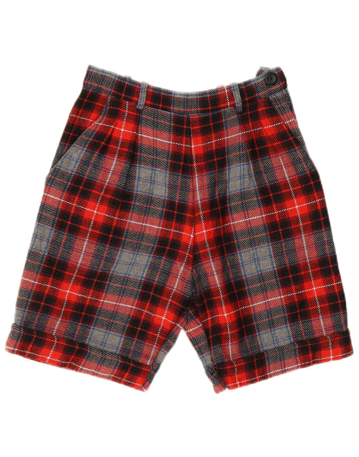 ВИНТАЖНЫЕ женские шорты чинос с высокой талией IT 42 Medium W28 Шерстяные в красную клетку