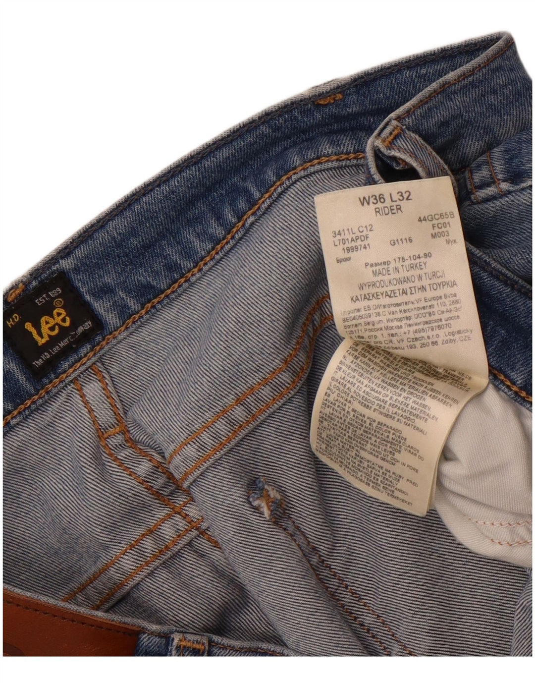 Мужские прямые джинсы Lee Rider W36 L32, синий хлопок