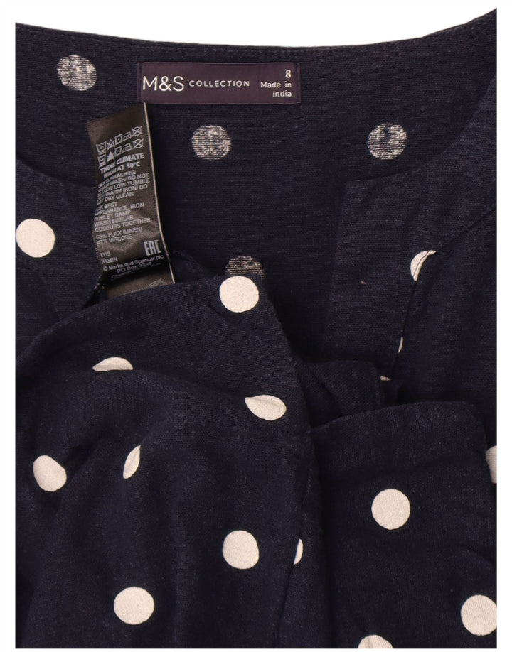 Женское платье прямого кроя Marks & Spencer UK 8, маленькое темно-синее в горошек