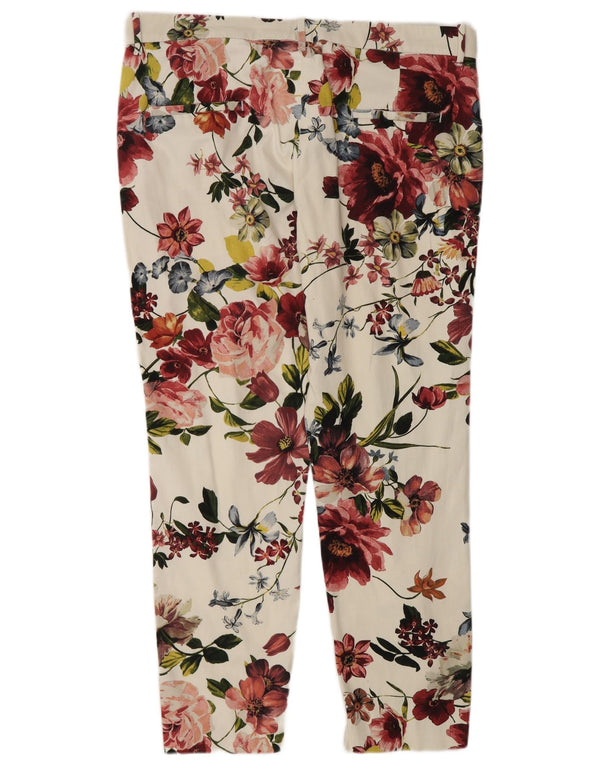 Женские узкие брюки чинос Zara EU 40 Medium W30 L27, белый хлопок с цветочным принтом