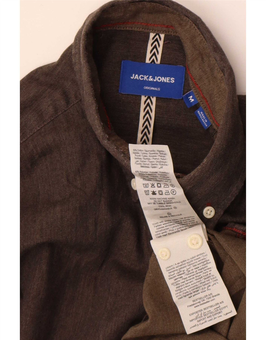 Мужская рубашка Jack & Jones из хлопка среднего серого цвета