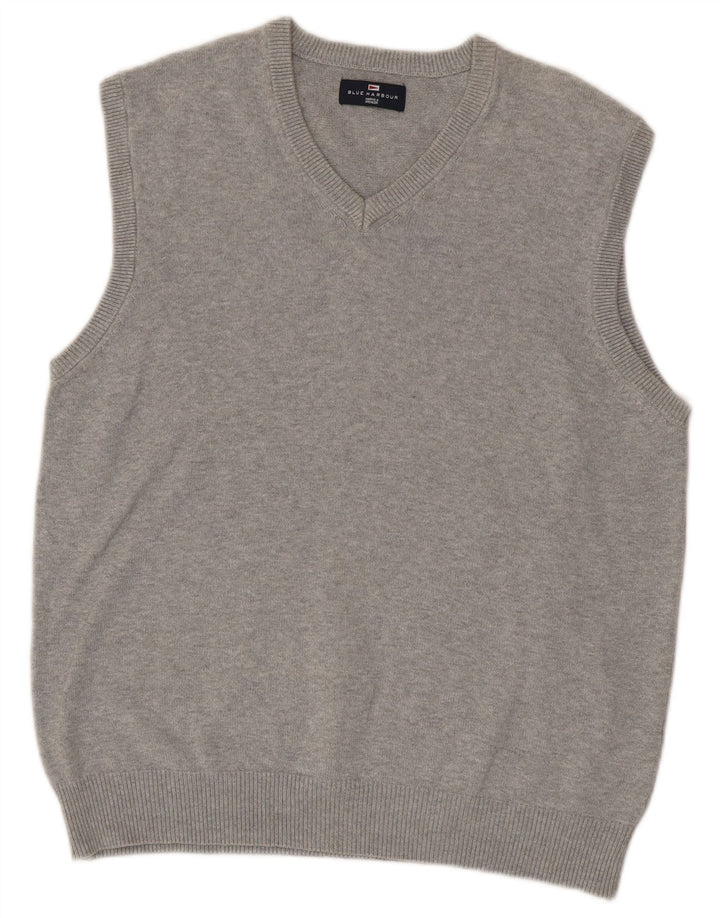 Мужская майка Mark & Spencer Blue Harbour Vest, хлопковая, среднего серого цвета