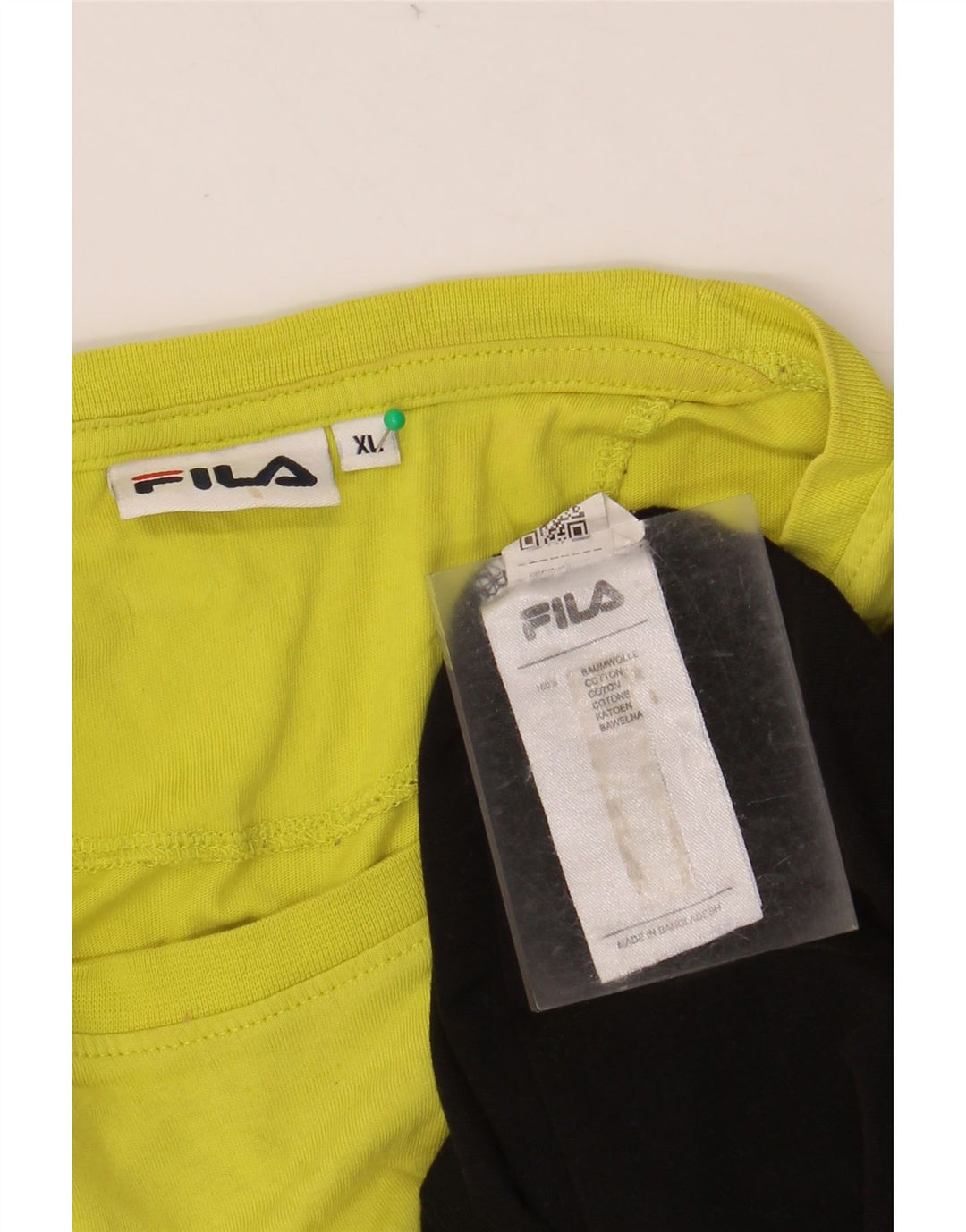 Мужская футболка FILA с рисунком, XL, черный, хлопок с цветными блоками
