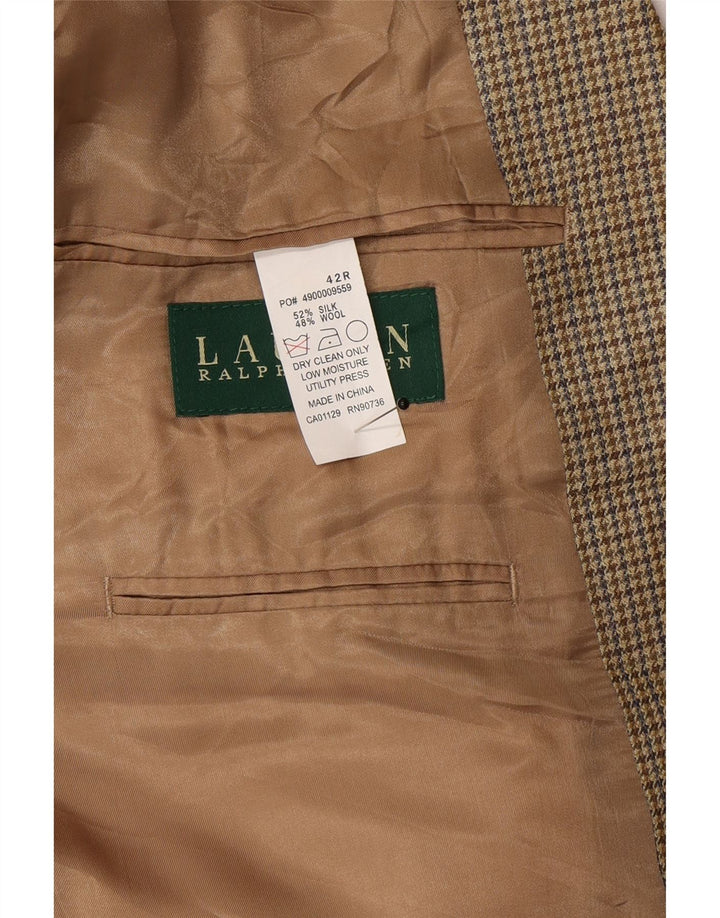 Мужской пиджак на 2 пуговицах Ralph Lauren, Великобритания, 42, большой, бежевый, шелк с узором «гусиные лапки»