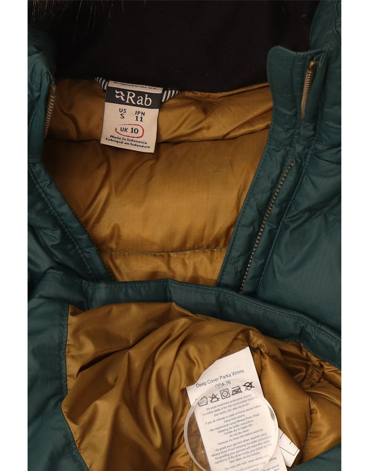 Женское пуховое пальто с капюшоном Rab UK 10, маленький зеленый полиамид