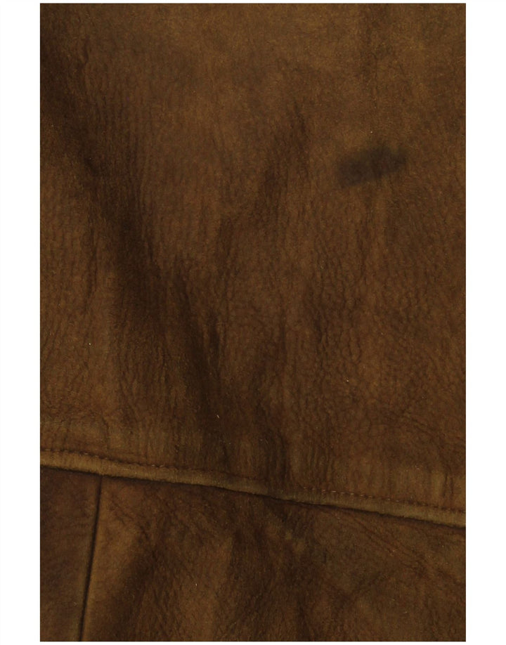 Мужская кожаная куртка VINTAGE UK 38, кожа цвета хаки среднего размера