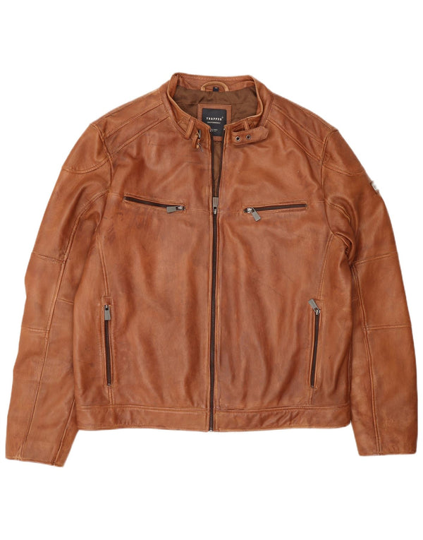 Мужская кожаная куртка Trapper IT 56 3XL Коричневая кожаная