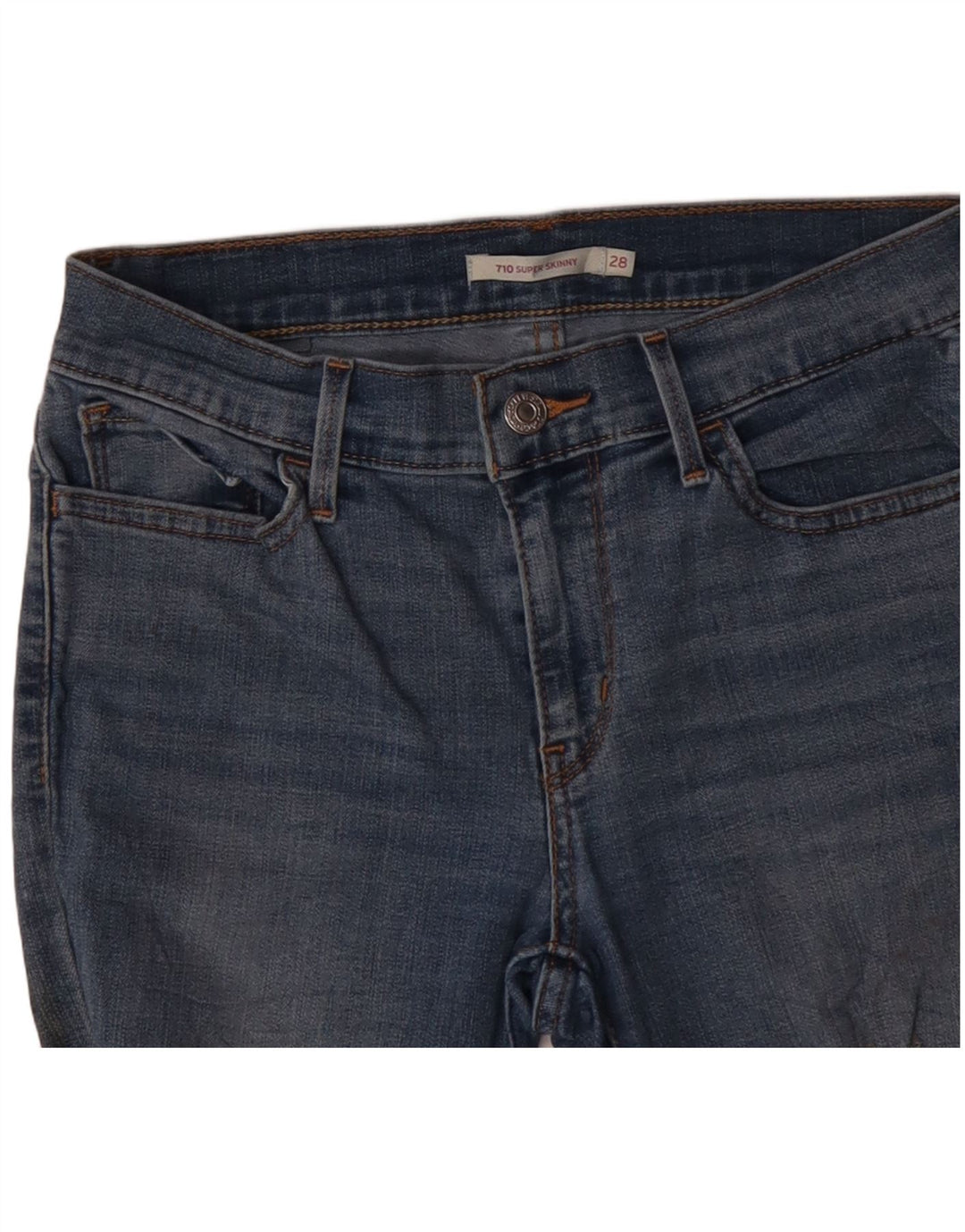 Женские потертые джинсы суперскинни LEVI'S 710 W28 L30 синие, полиэстер