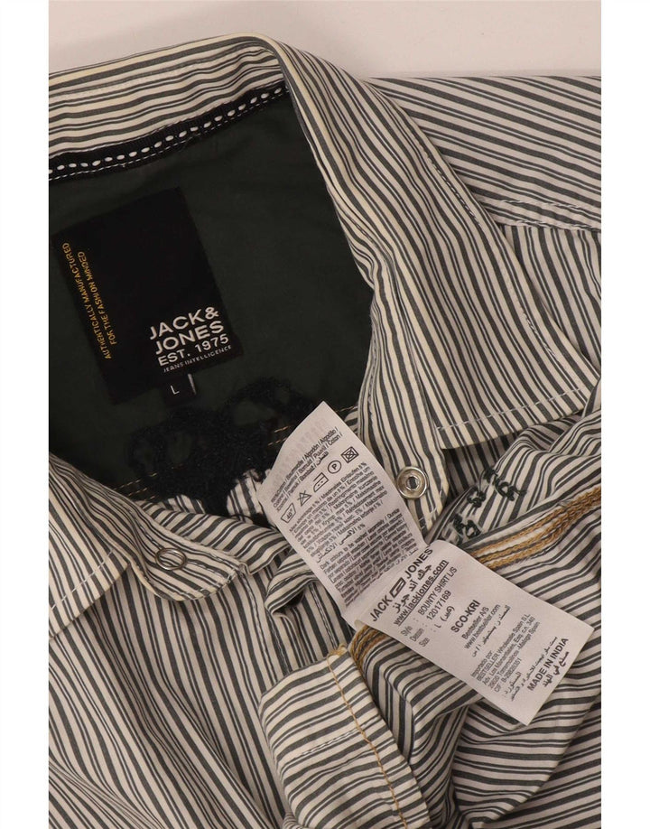 Мужская рубашка с рисунком Jack & Jones, хлопковая большая серая полоска