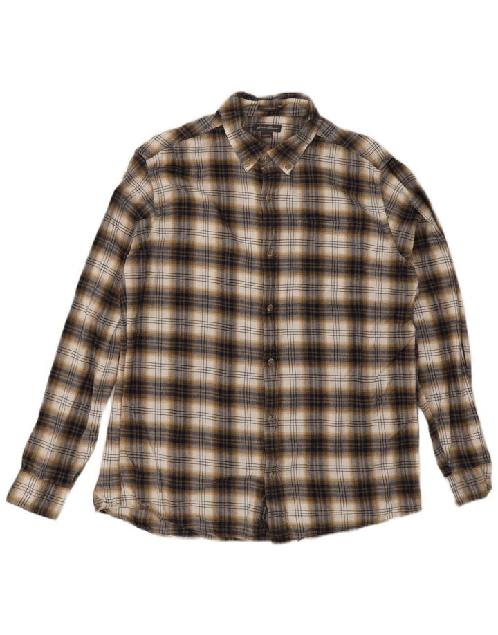 Мужская фланелевая рубашка классического кроя Eddie Bauer, большой размер, коричневая клетка, хлопок