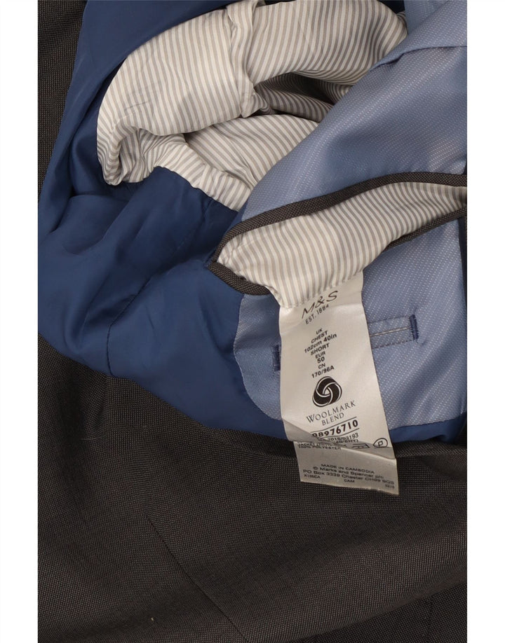Мужской пиджак на двух пуговицах Marks & Spencer UK 40, средний серый, шерстяной
